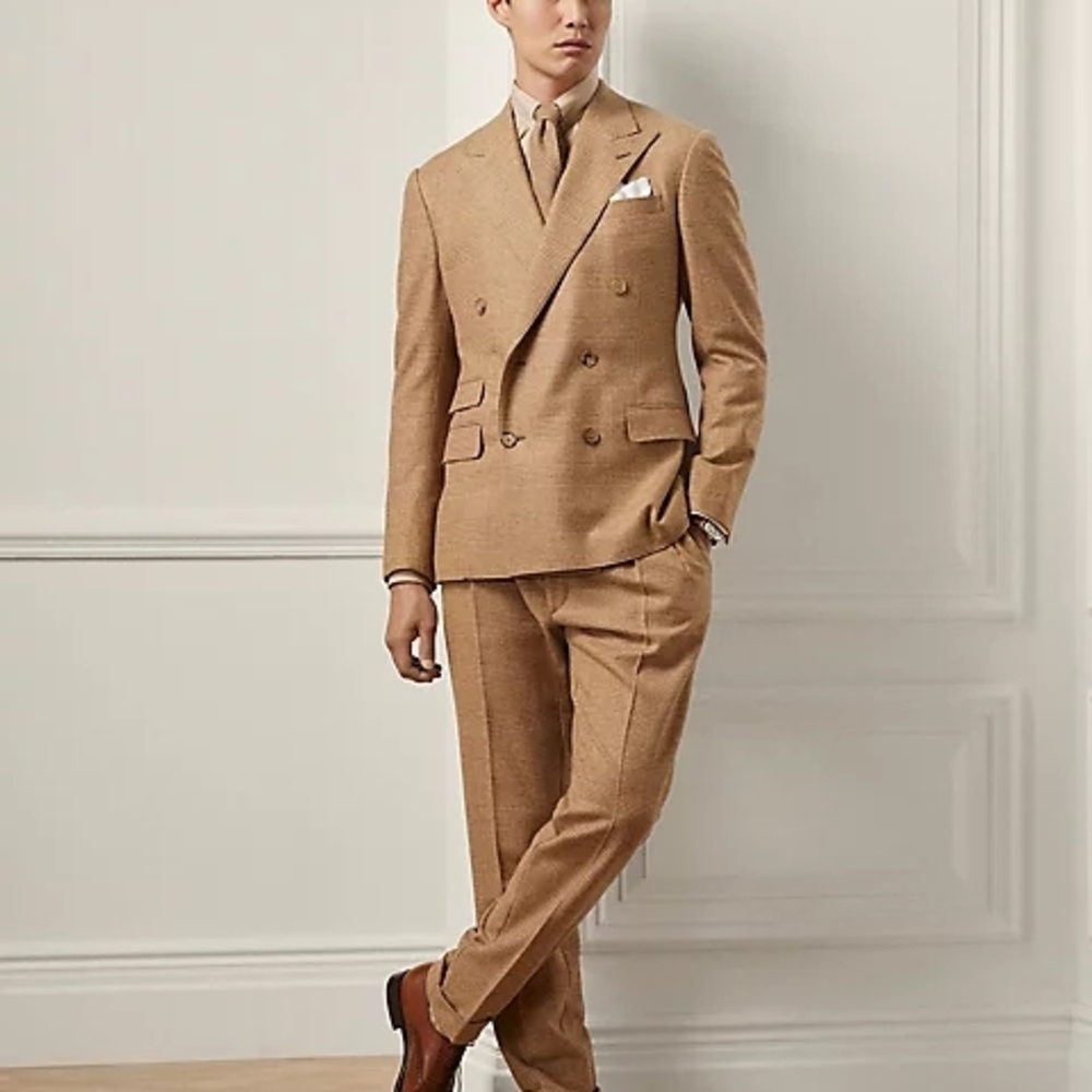 Ralph Lauren Purple Label Brown Double-Breasted Suit